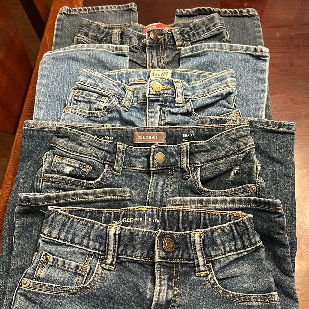 4 pairs of snap jeans, little kid sz 5